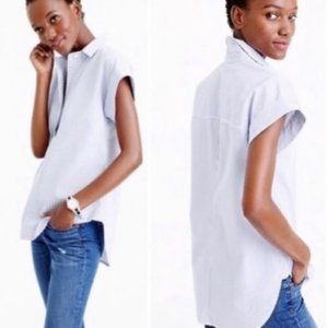 NWOT J. Crew Quarter Button Blue & White  Short Sleeve Pullover - Sz. Small